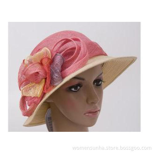 Sinamay Crown Womens Church Hats , 7cm PP Braid Sewing Brim